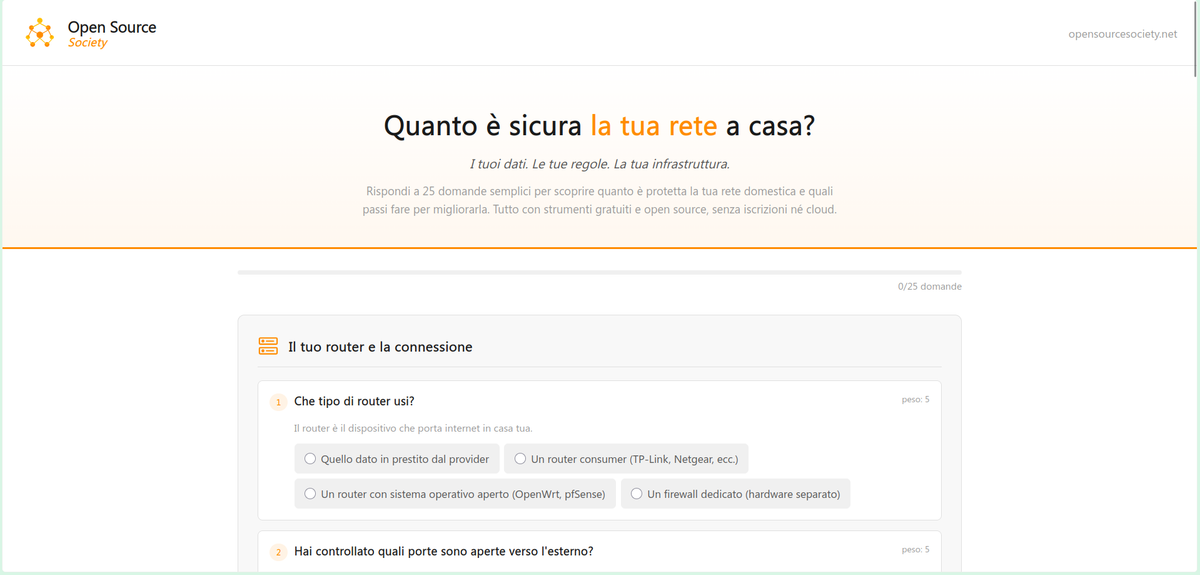 Quanto è sicura la tua rete di casa? Scoprilo col test scaricabile e utilizzabile offline per massima privacy di OpenSourceSociety