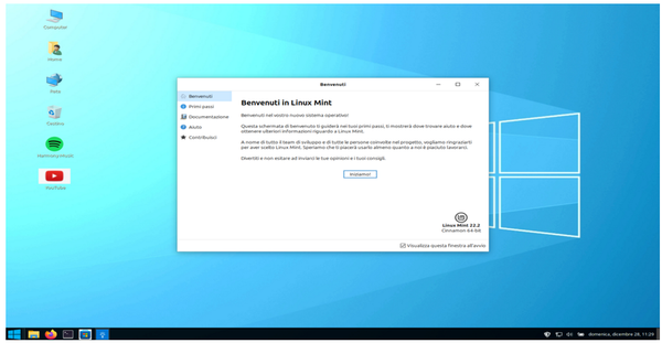 Guida video per trasformare Linux Mint in Windows 10