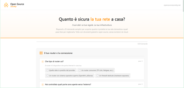 Quanto è sicura la tua rete di casa? Scoprilo col test scaricabile e utilizzabile offline per massima privacy di OpenSourceSociety